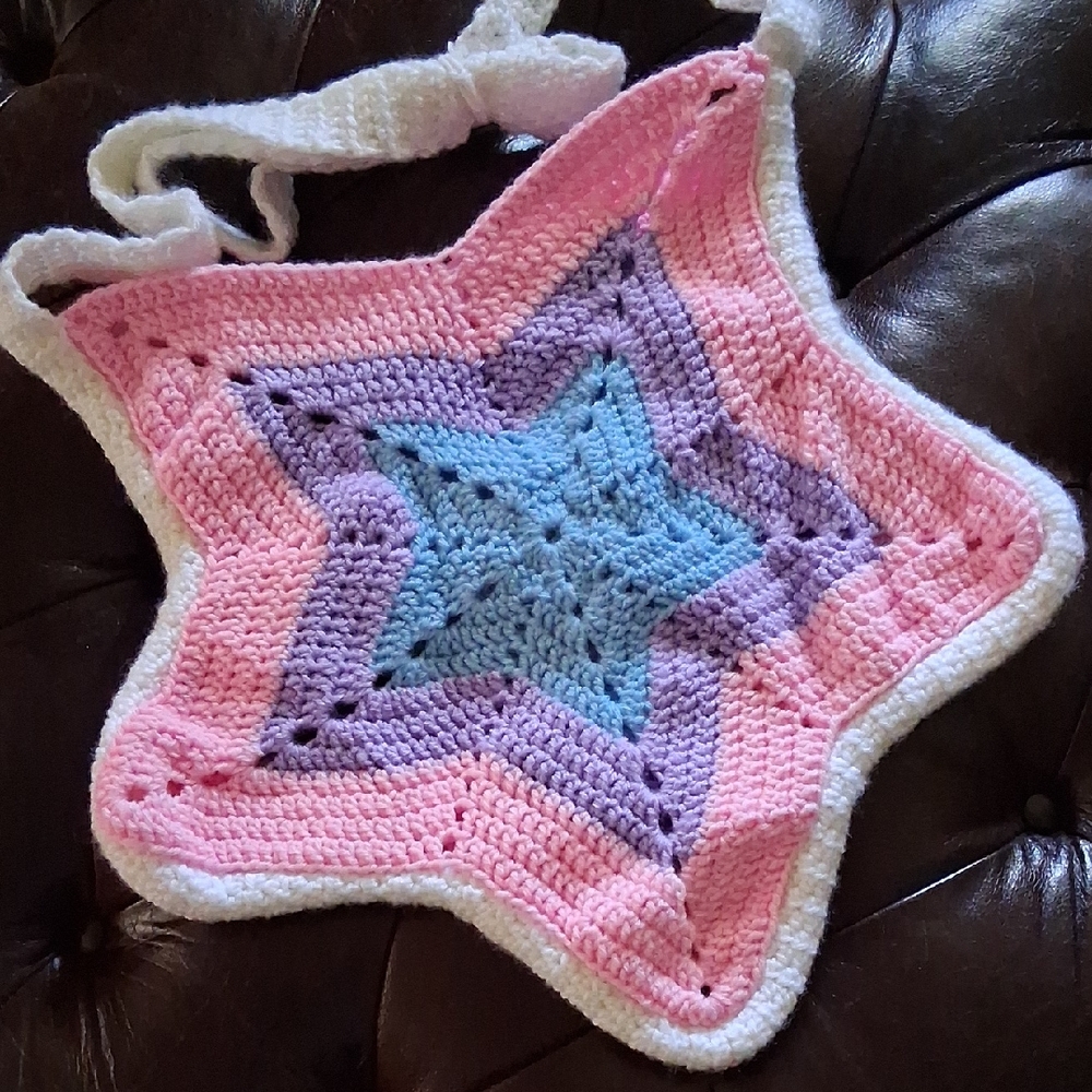 Handmade Star Crochet Bag in Pastel Pink, Lavender & Blue